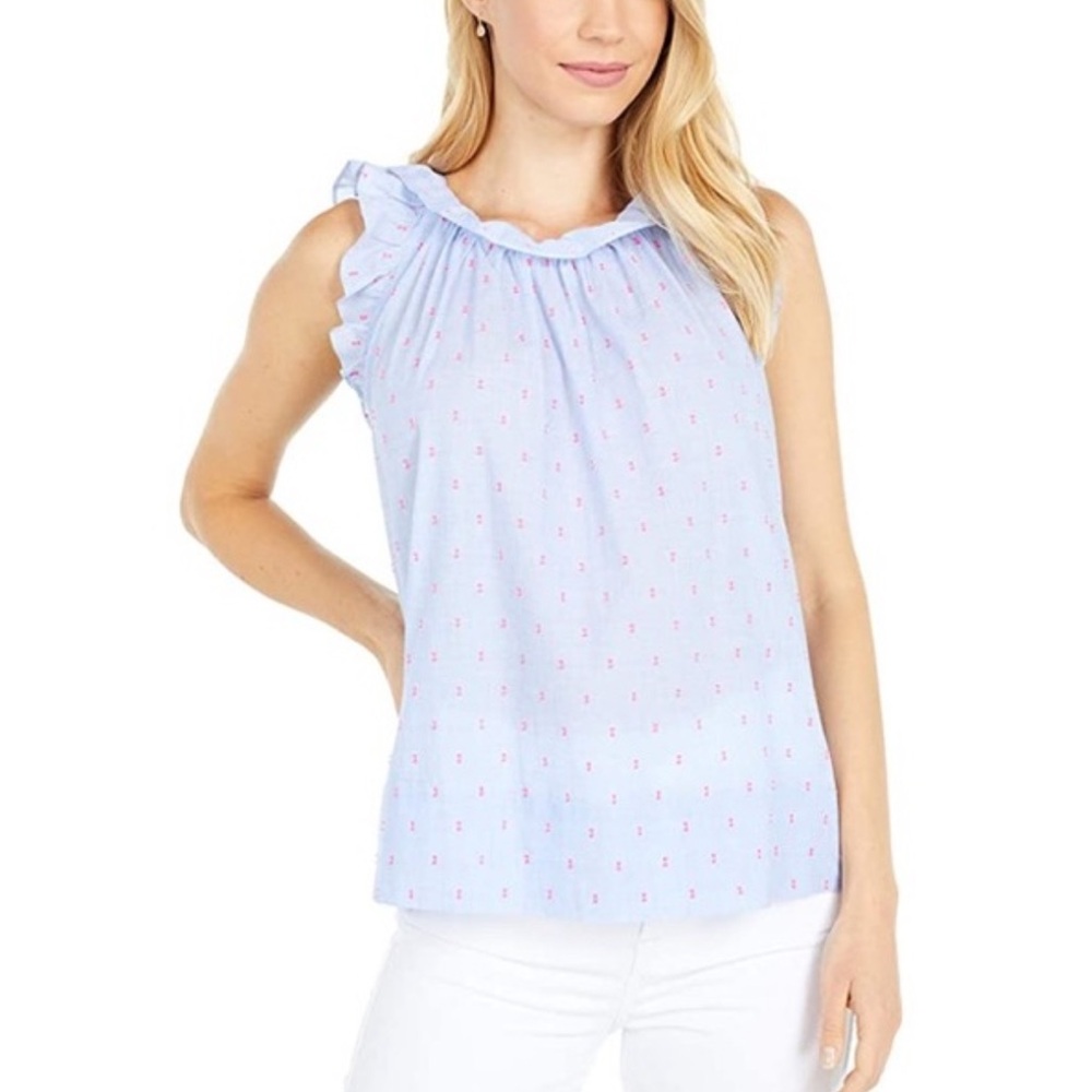 Lilly Pulitzer Blue Ruffled Kirstin Top | Size L